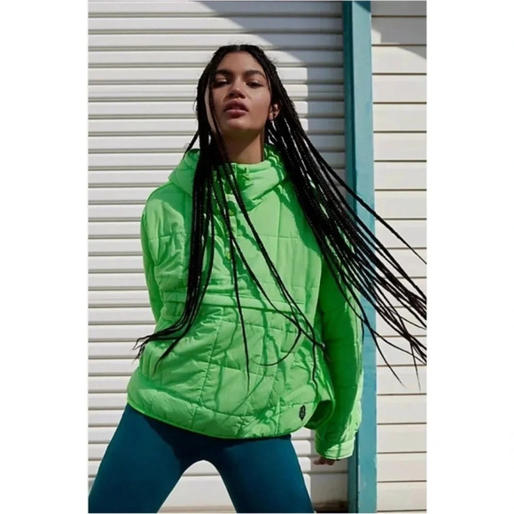 NWT Free People Pippa Packable Pullover Puffer Jacket Lime Green Large - Picture 1 of 9